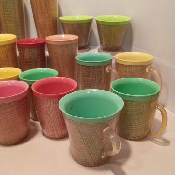 Assorted Lot MCM Raffia/Burlap Melmac Thermal Wear 21 Pieces Varied - Picture 5 of 11